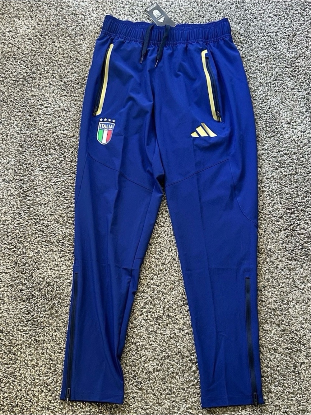 Adidas Italy National Tiro Travel Pants Victory Blue Mens Small Soccer JY7054